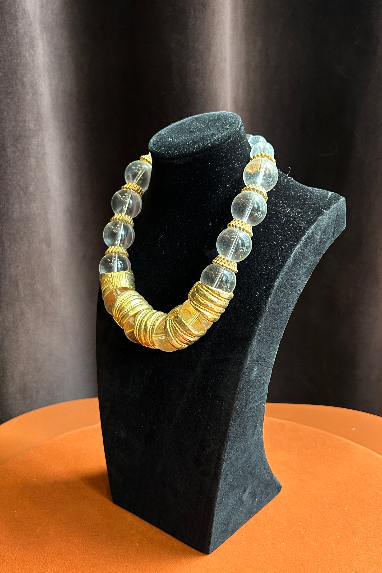 CADORO Vintage Resin & Brass Bead Necklace