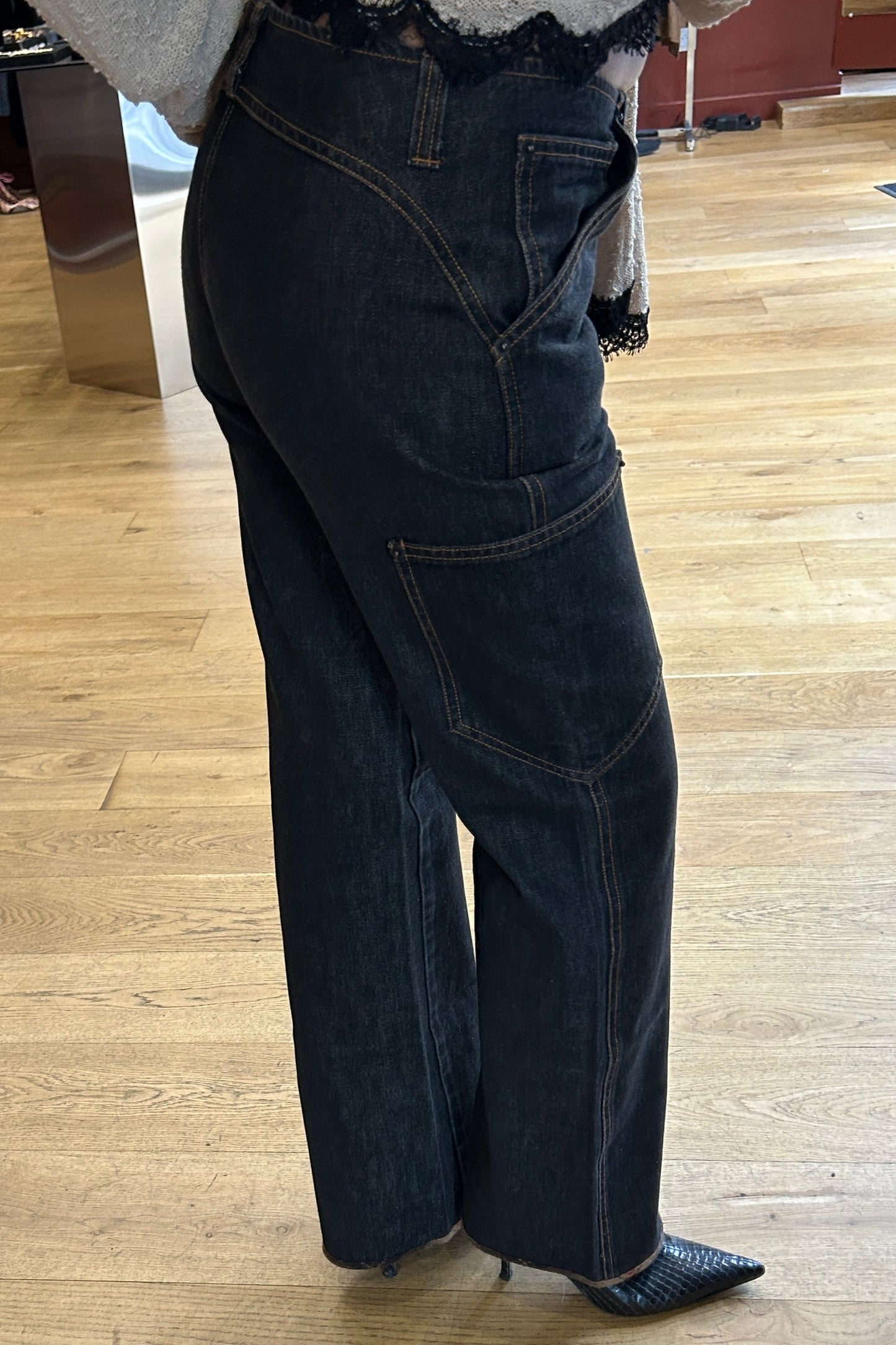 Low-Rise Raw Denim Cargo Jeans D&G 2000s