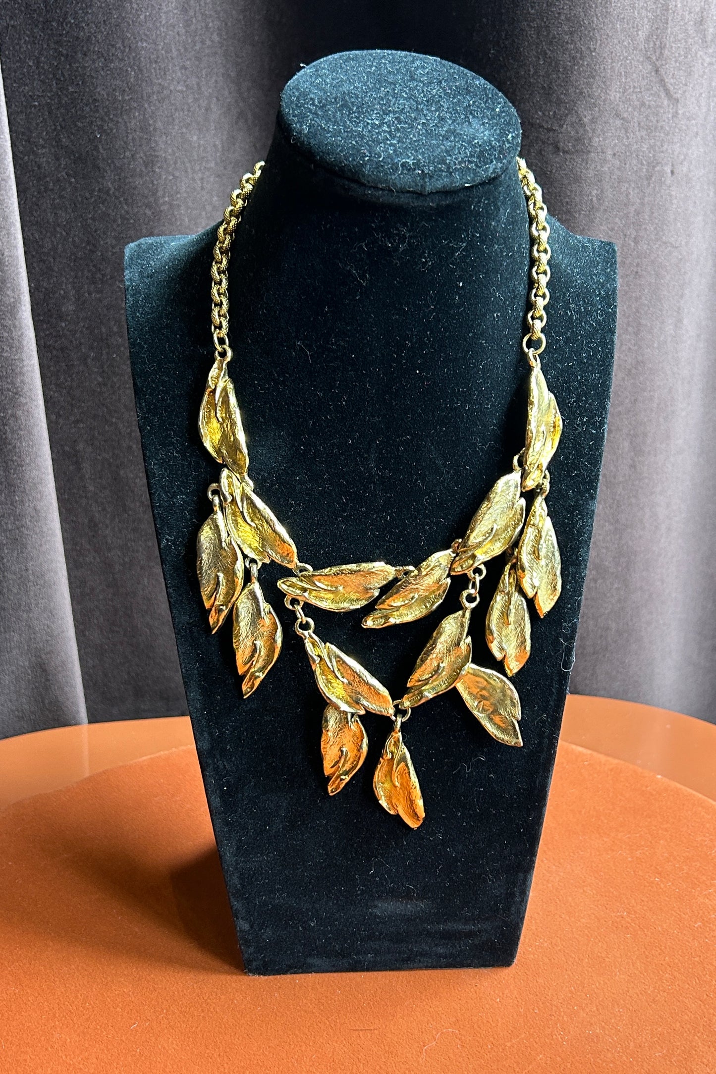 Vintage Micris Necklace – Gold Plated, Leaf Design – 1980s