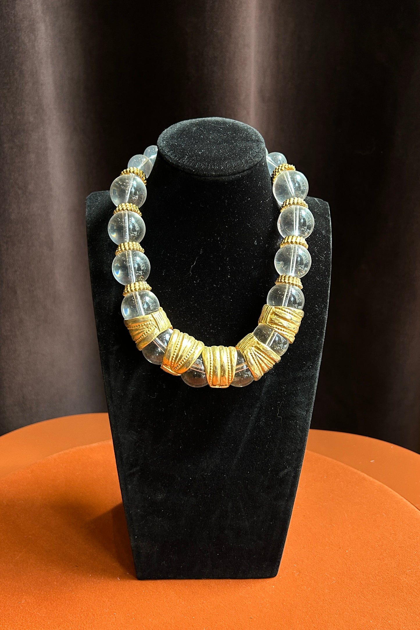 CADORO Vintage Resin & Brass Bead Necklace