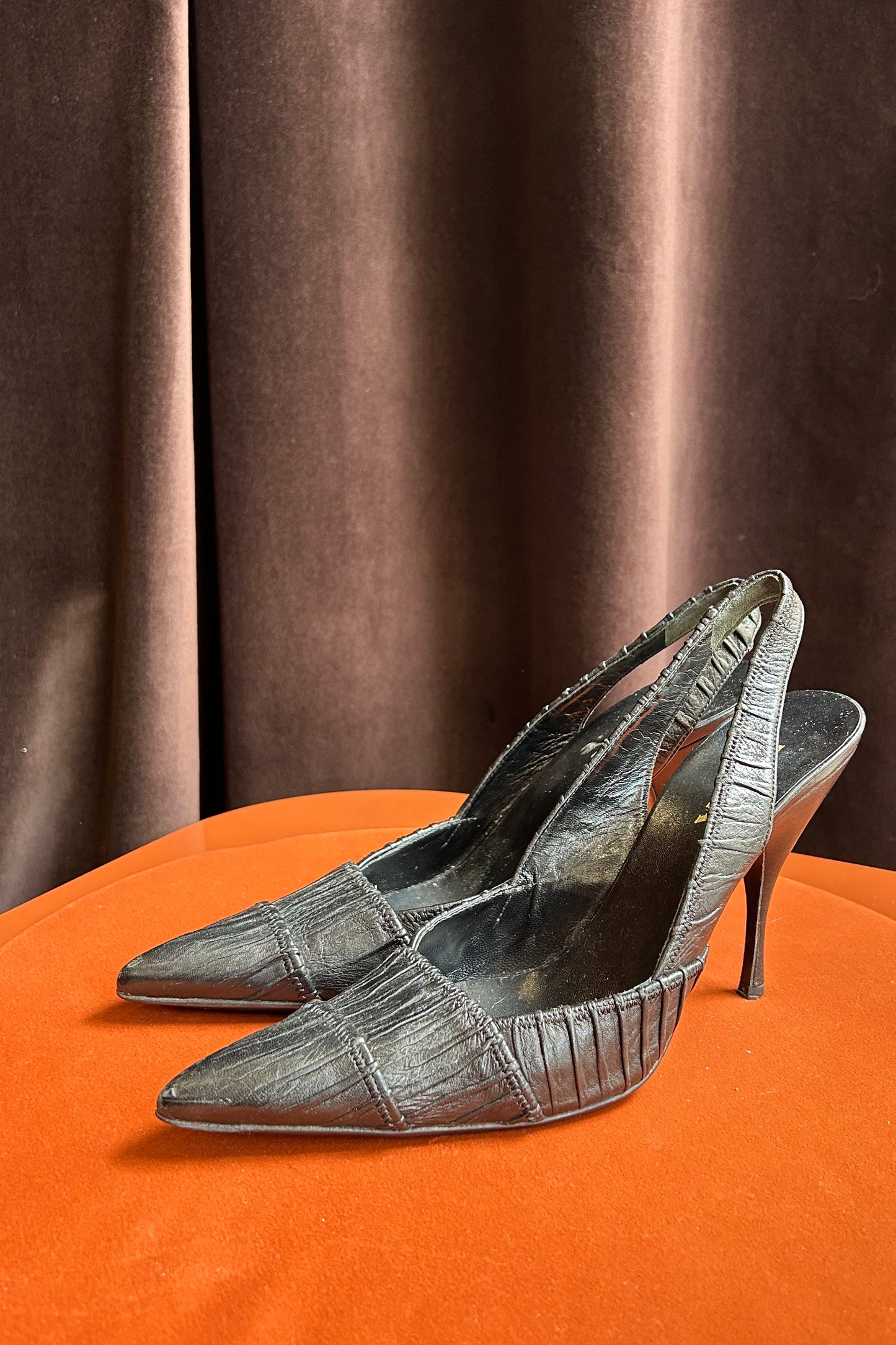 Prada Black Leather Pointed-Toe Pumps