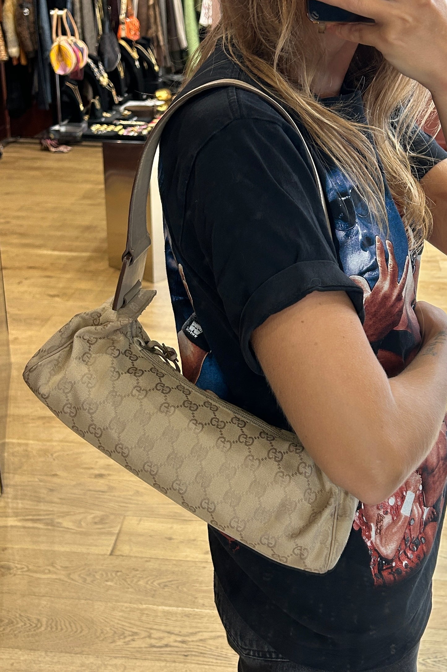 Vintage Monogram Baguette Gucci Bag