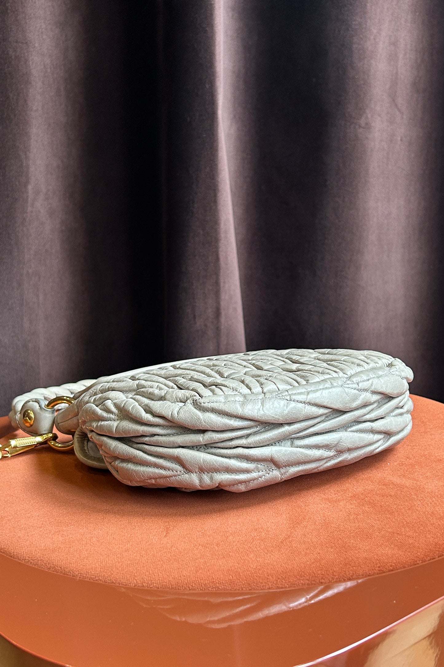 Vintage Miu Miu Gray Leather Coffer Bag