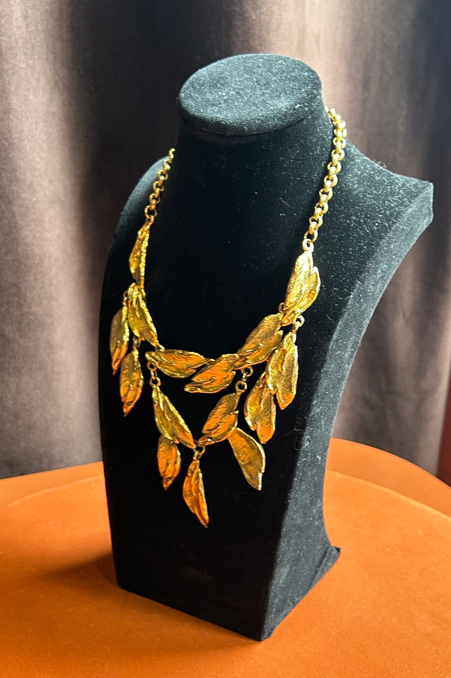 Vintage Micris Necklace – Gold Plated, Leaf Design – 1980s
