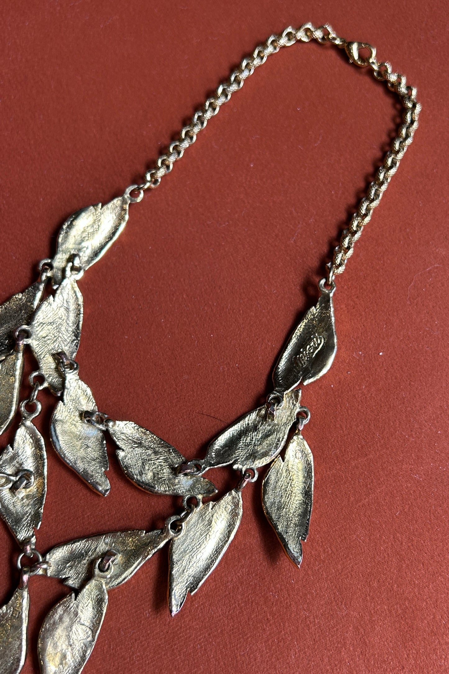 Vintage Micris Necklace – Gold Plated, Leaf Design – 1980s
