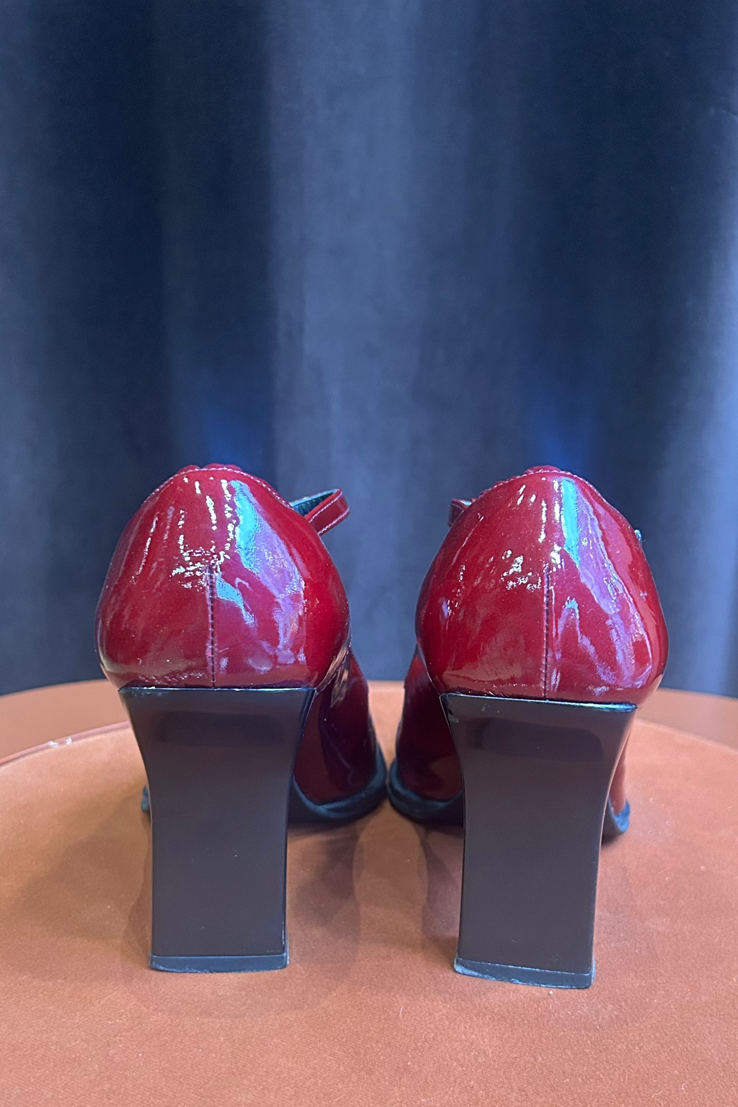 Vintage Dark Red Patent Pumps Grey Mer
