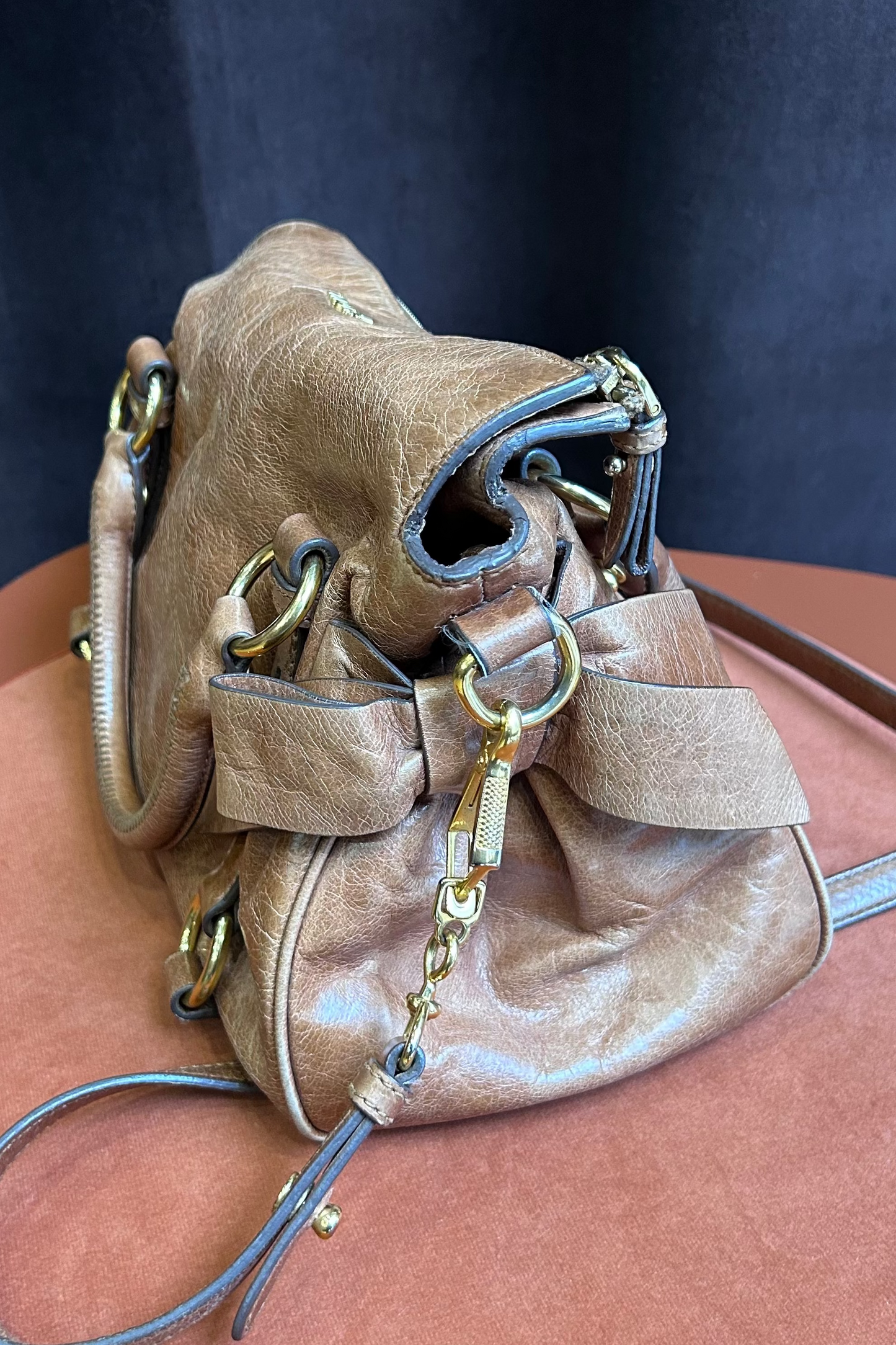 Vintage Miu Miu Bow Bag in Light Brown