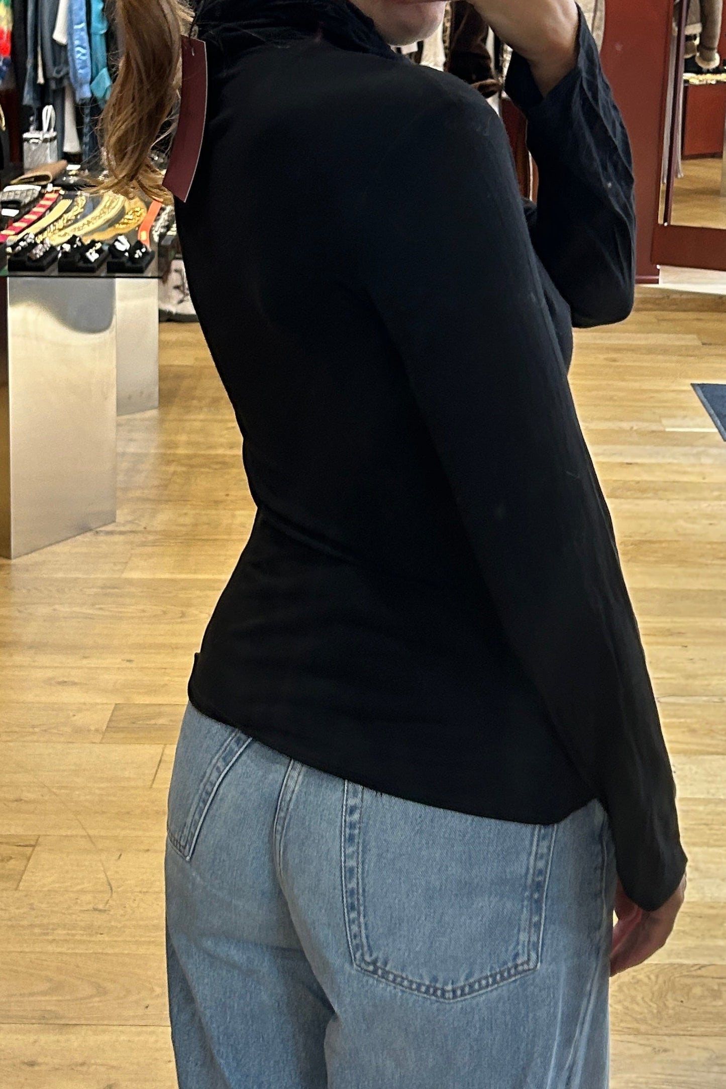 Vintage Black Crochet-Front Top Cottonade