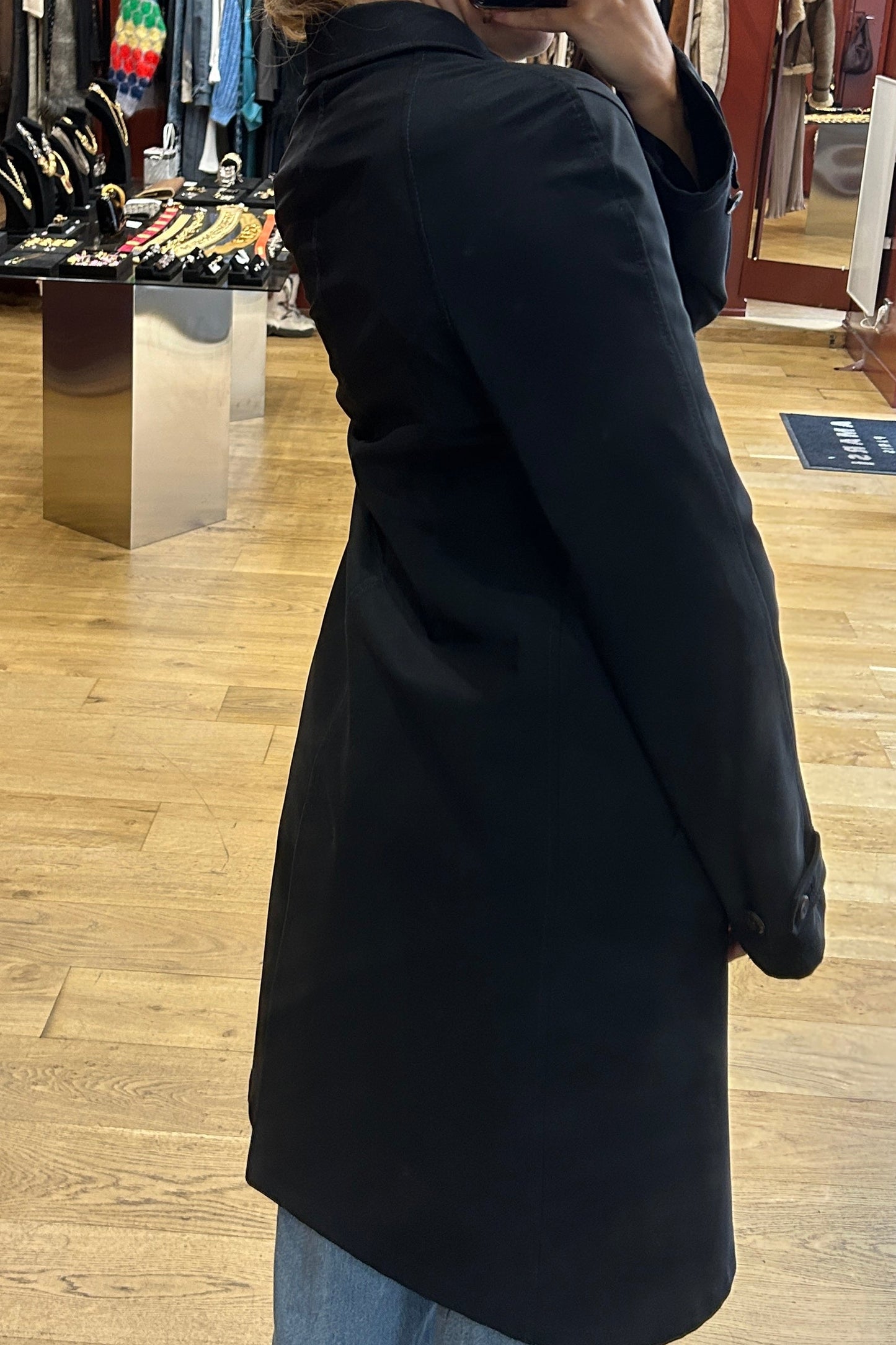 Prada Vintage Dark Blue Buttoned Trench