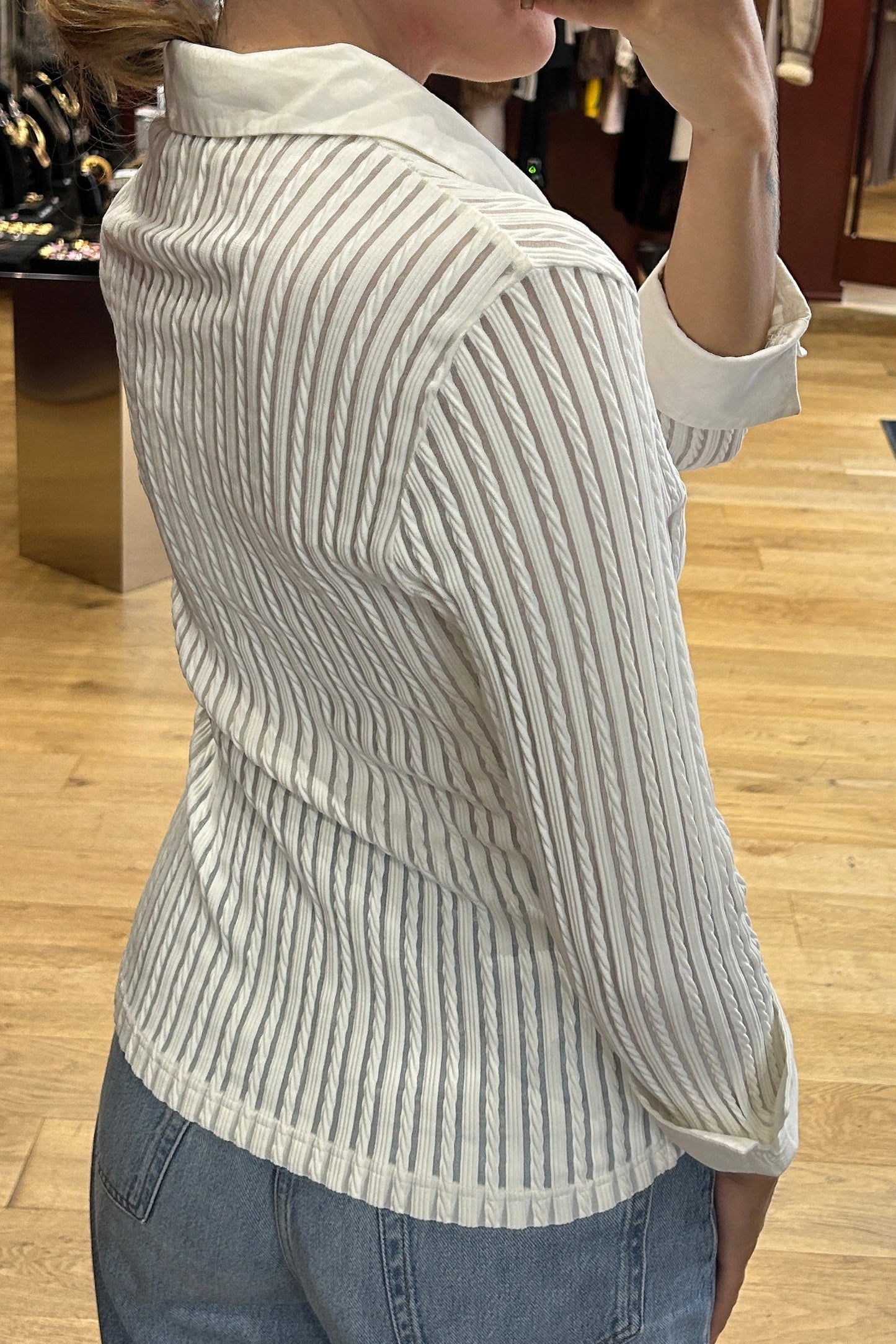 Vintage White Blouse with Front Zip