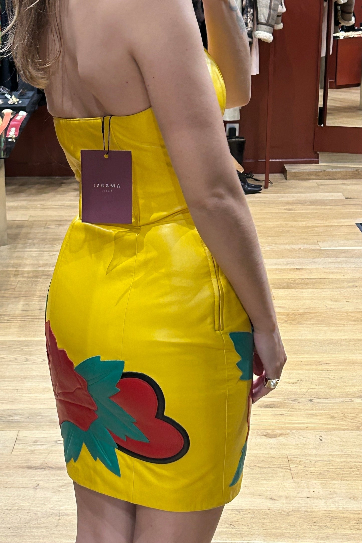 Yellow Leather Dress – Michael Horban 1980s Vintage