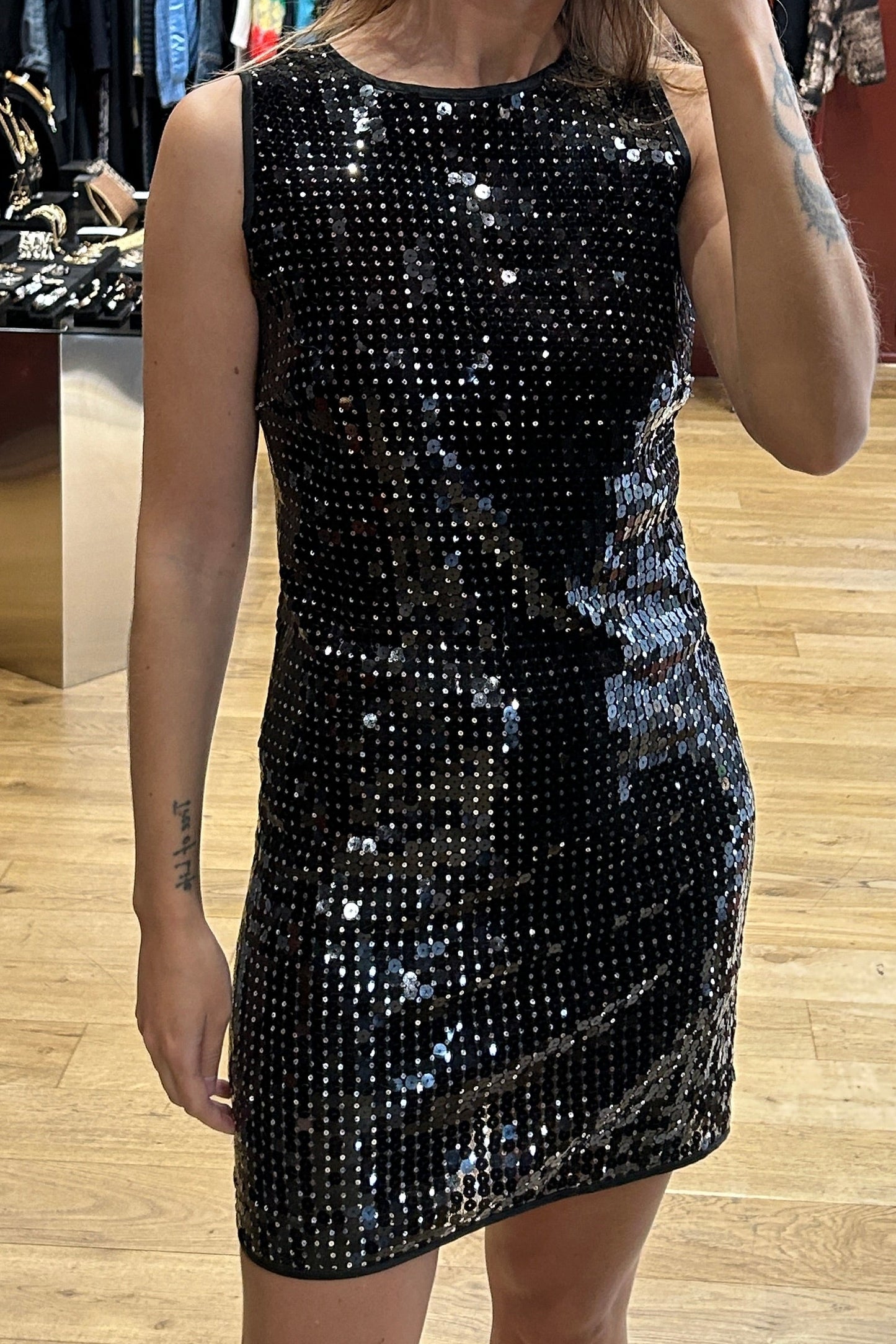 Vintage Paola Frani Black Sequin Dress