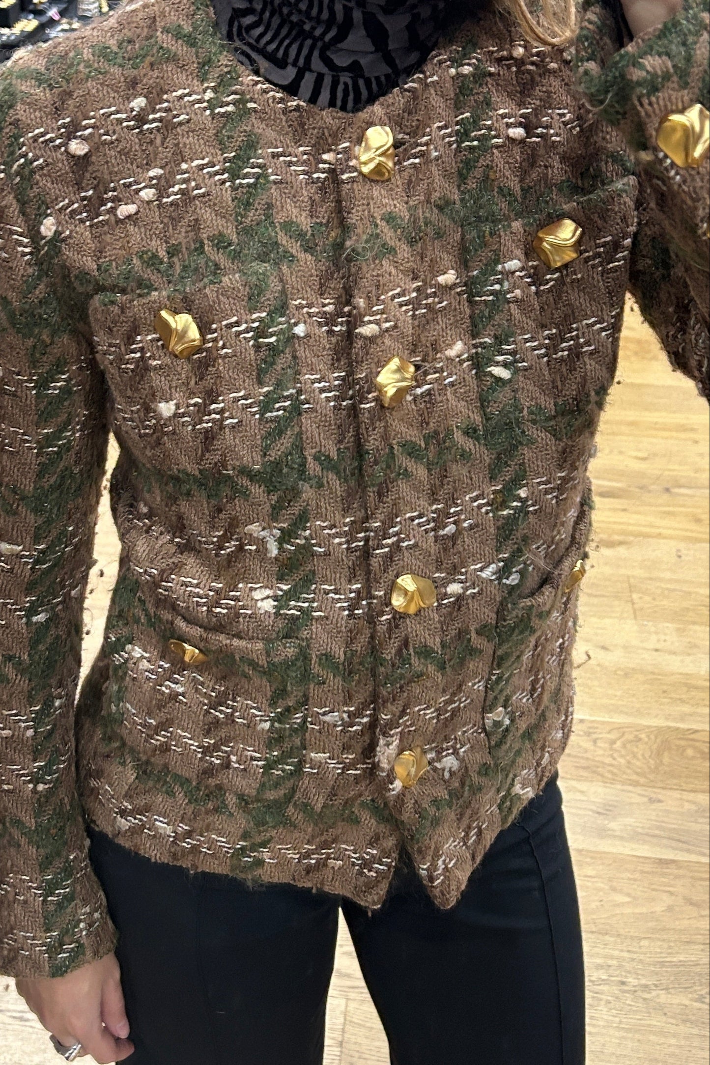 Vintage Balenciaga Brown and Green Tweed Jacket