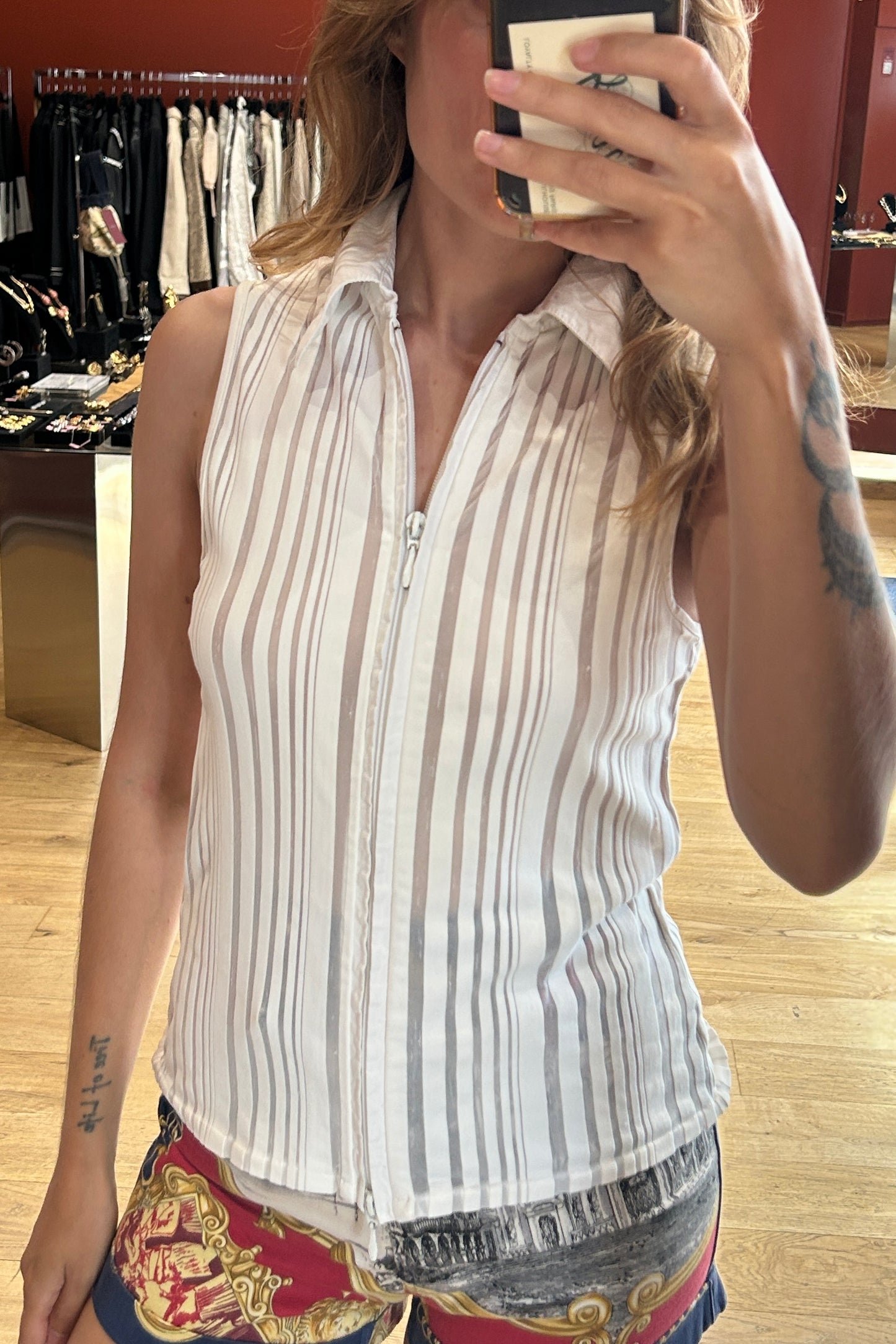 Vintage White Ribbed Tank Top