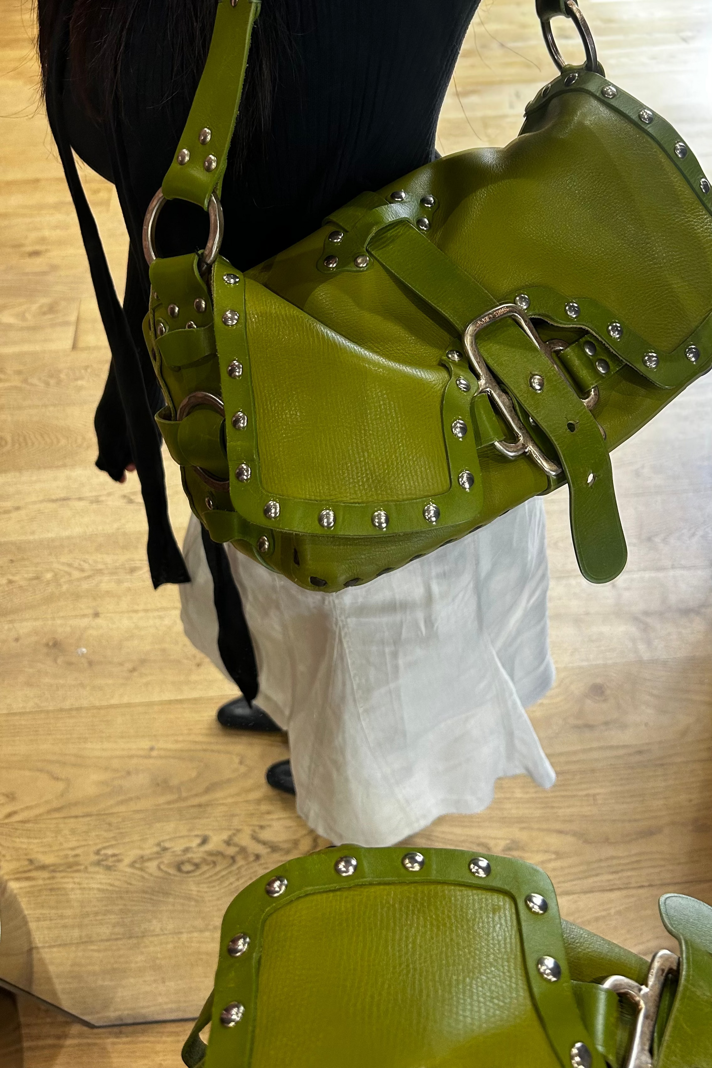 Vintage Jimmy Choo Green Leather Bag