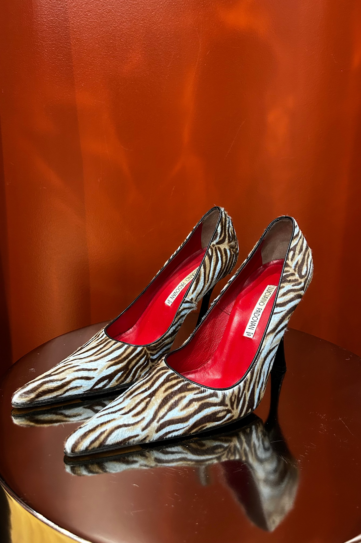 Vintage Luciano Padovan Zebra Print Heels