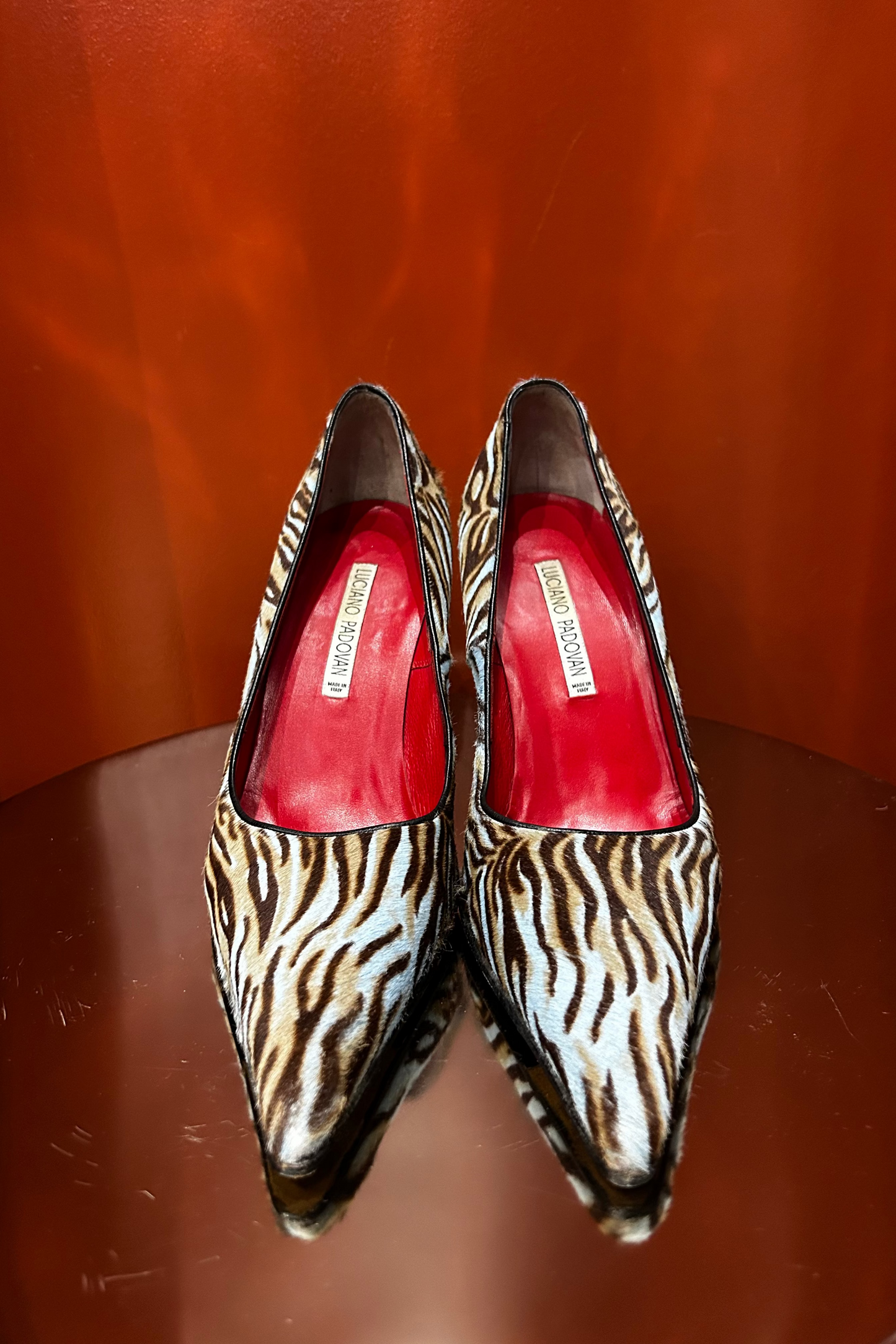 Vintage Luciano Padovan Zebra Print Heels