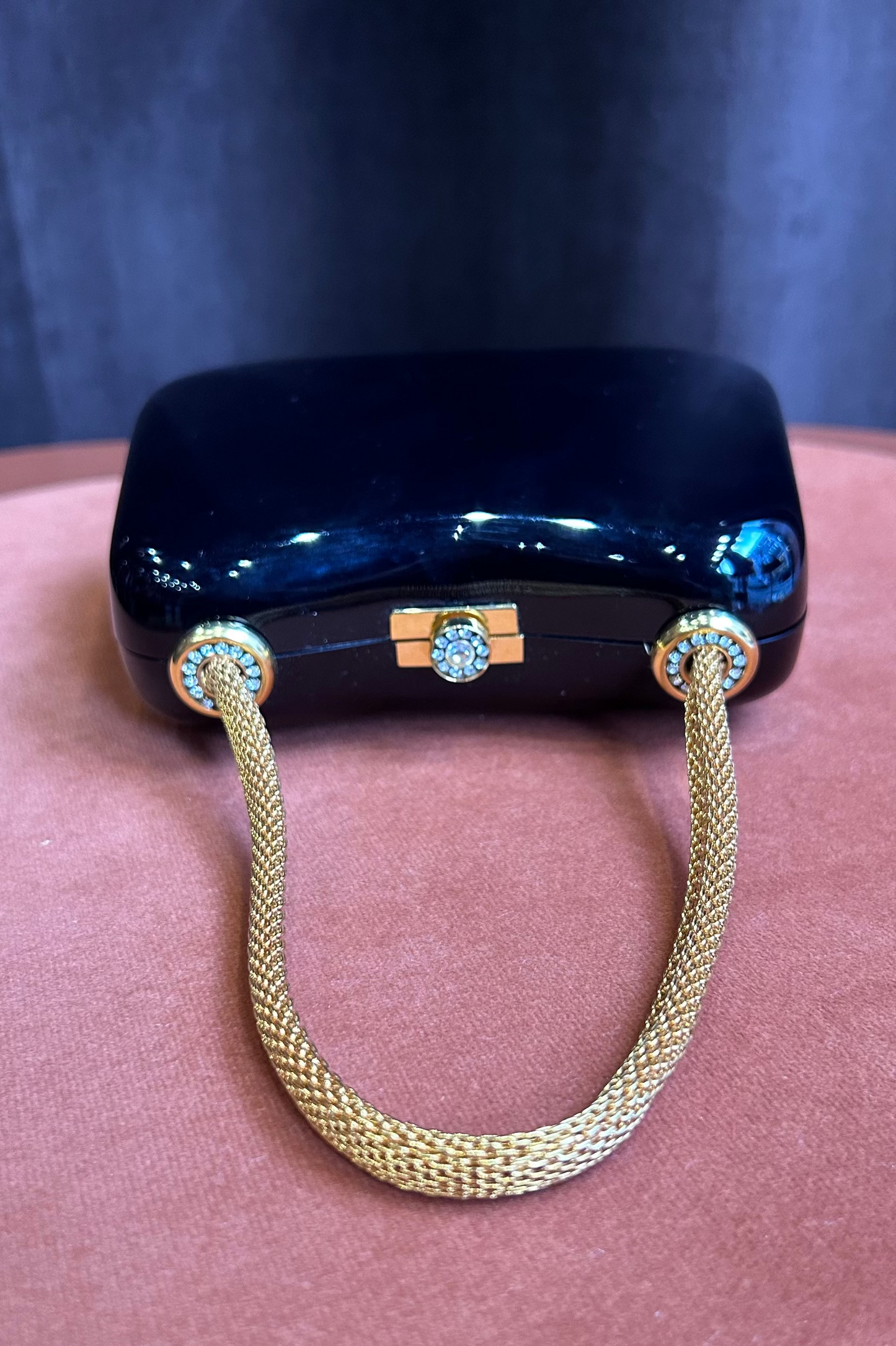Vintage Black Bag with Gold Serpent Handle