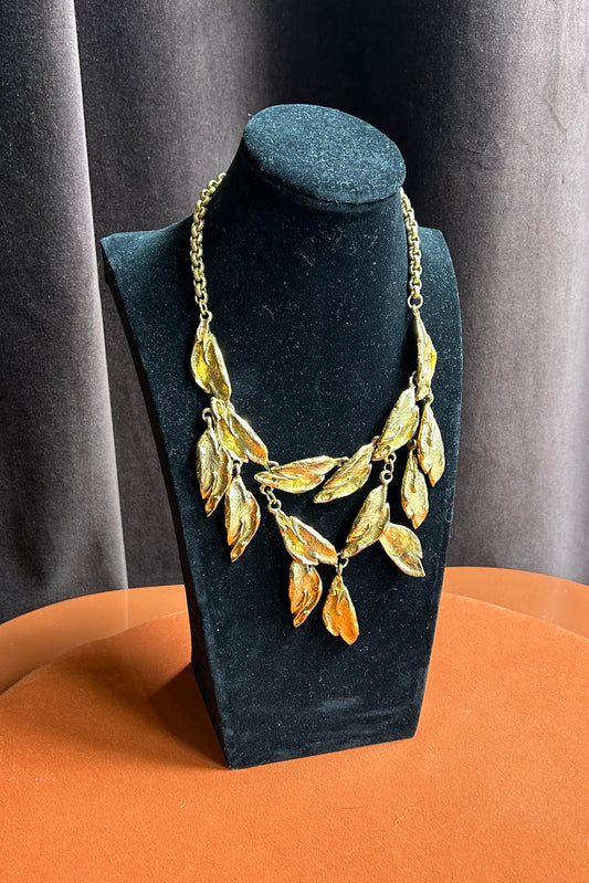 Vintage Micris Necklace – Gold Plated, Leaf Design – 1980s