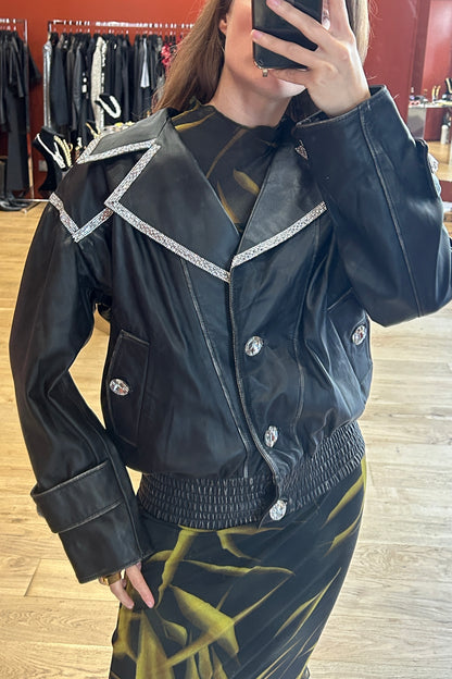 Frankie Morello leather and rhinestone jacket