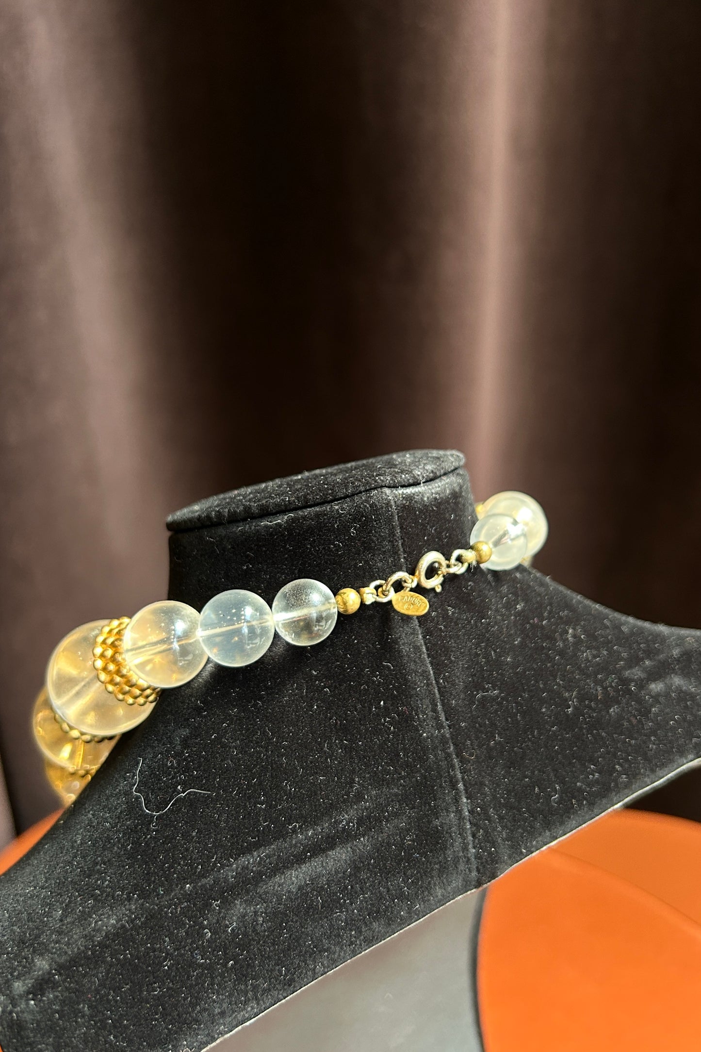 CADORO Vintage Resin & Brass Bead Necklace