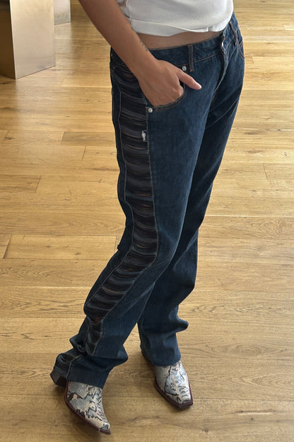 Vintage Jean Paul Gaultier 2000s jeans with Side Lace Detail