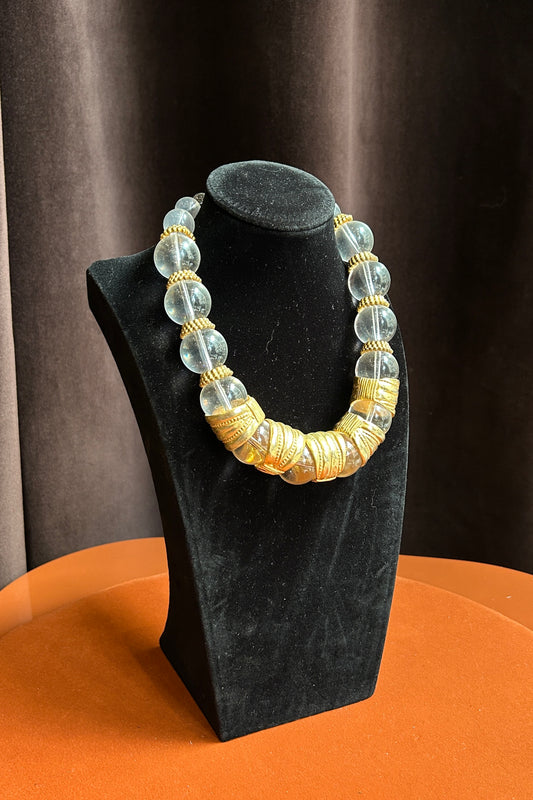 CADORO Vintage Resin & Brass Bead Necklace