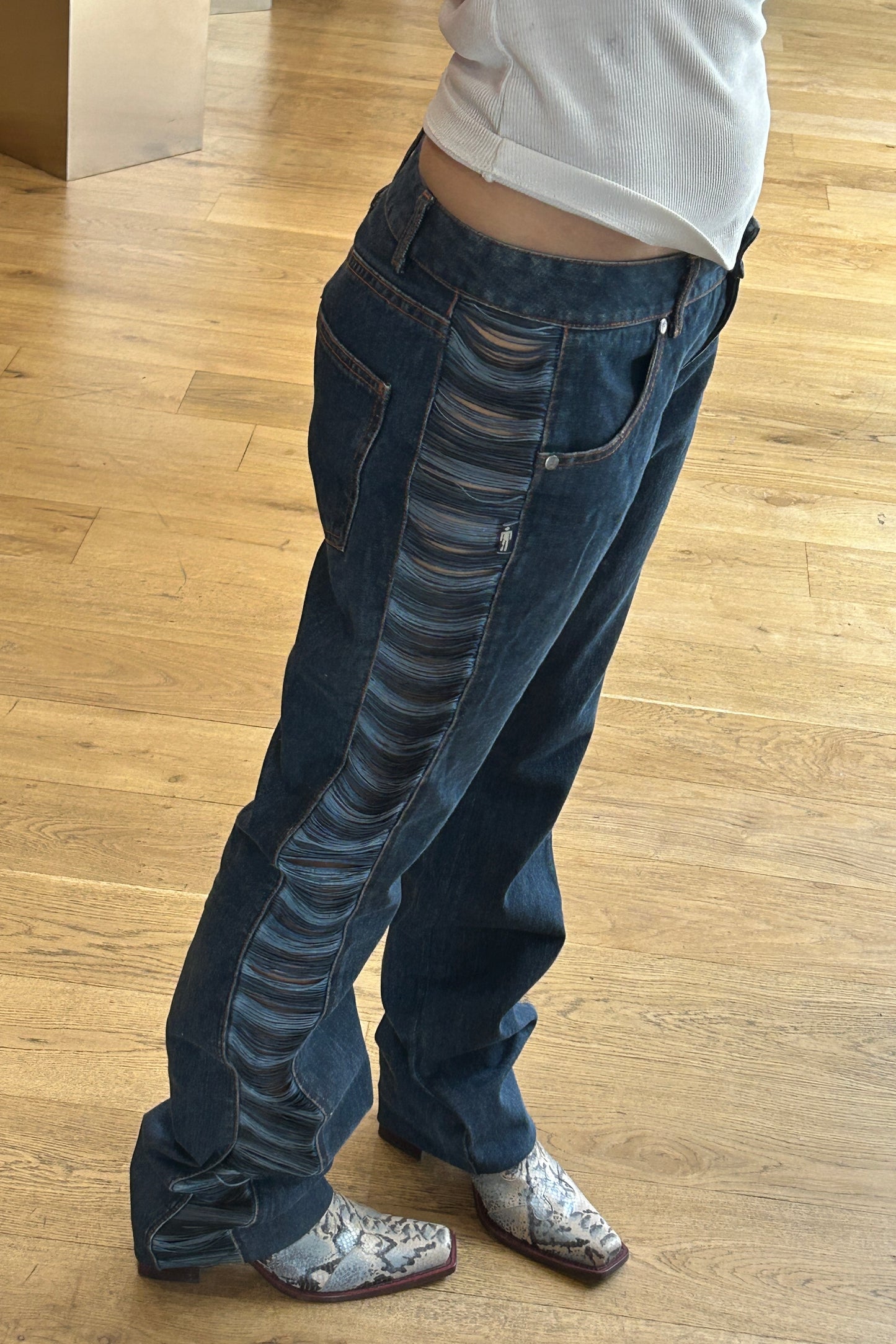 Vintage Jean Paul Gaultier 2000s jeans with Side Lace Detail