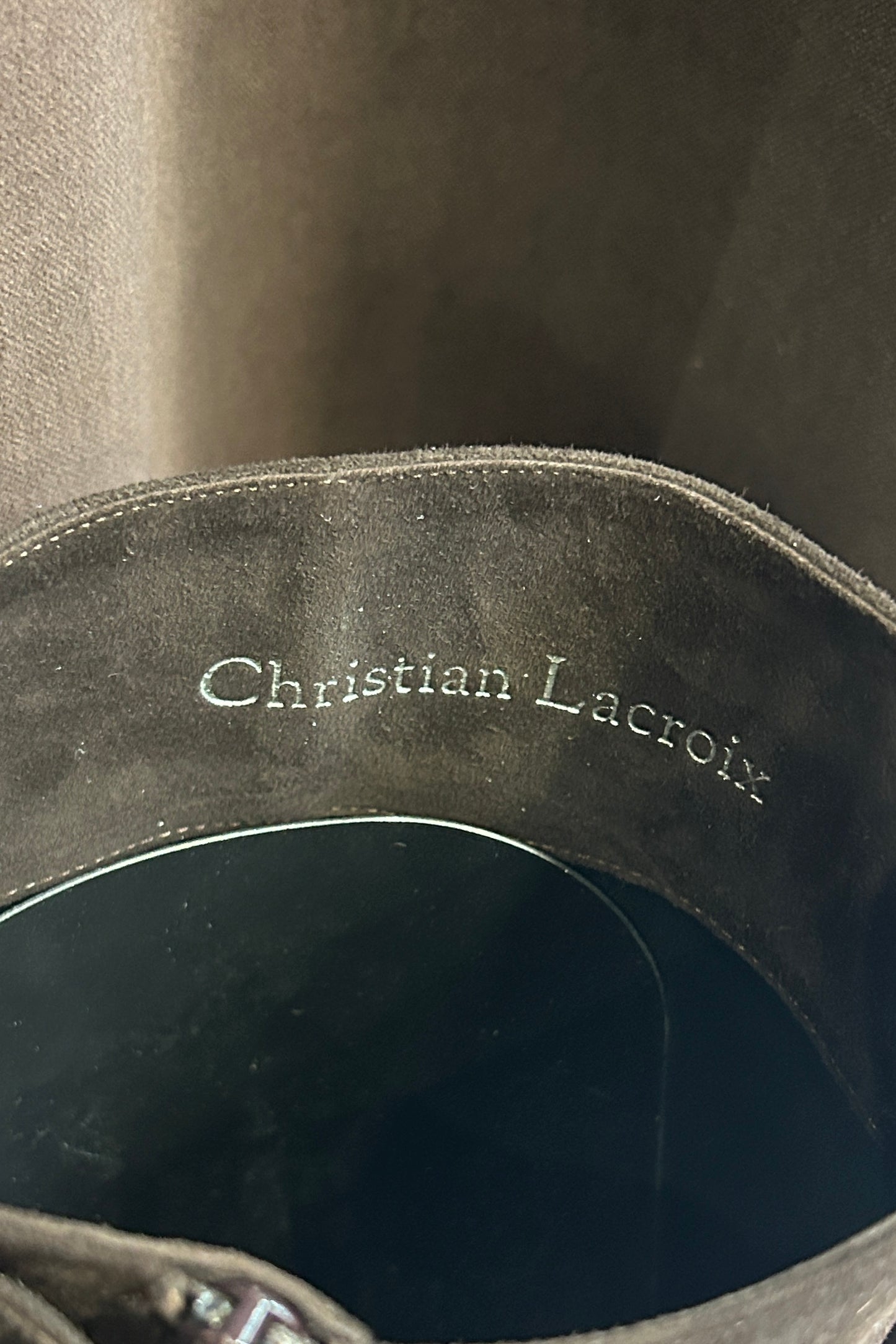 Vintage Christian Lacroix Suede Boots with Silver Buckle