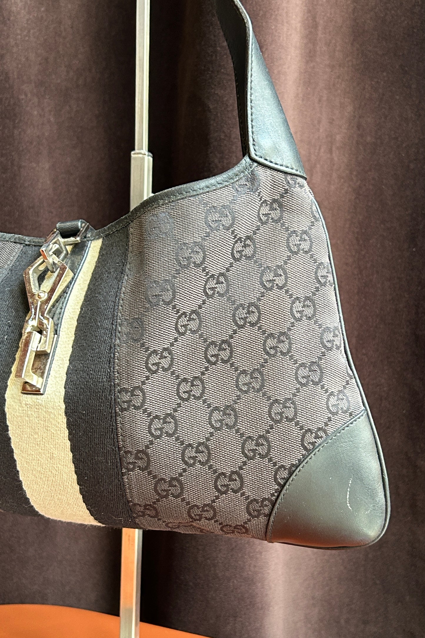 Gucci Jackie Medium Shoulder Bag – Black GG Canvas & Leather
