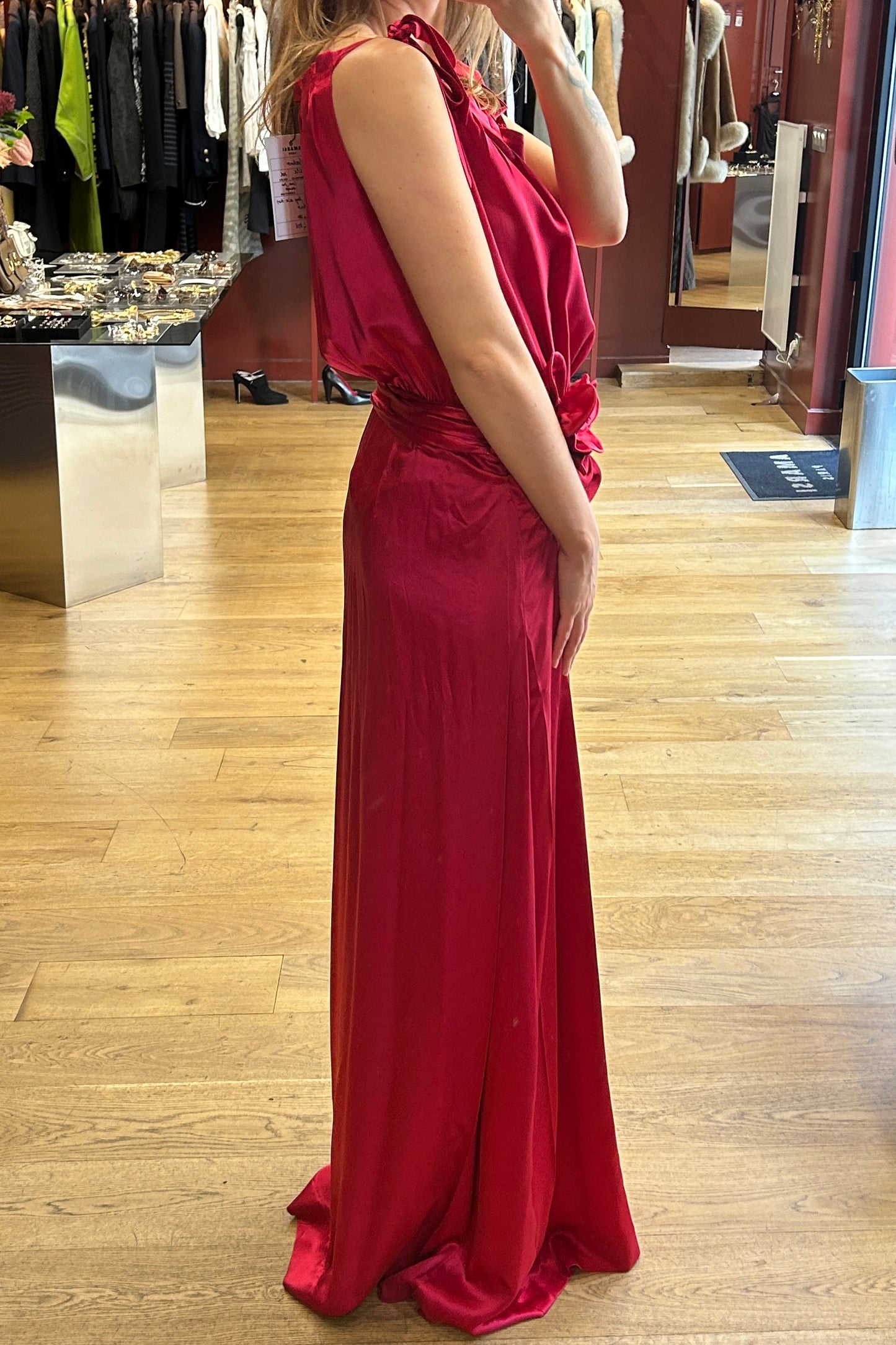 Vintage Moschino Red Silk Maxi Dress