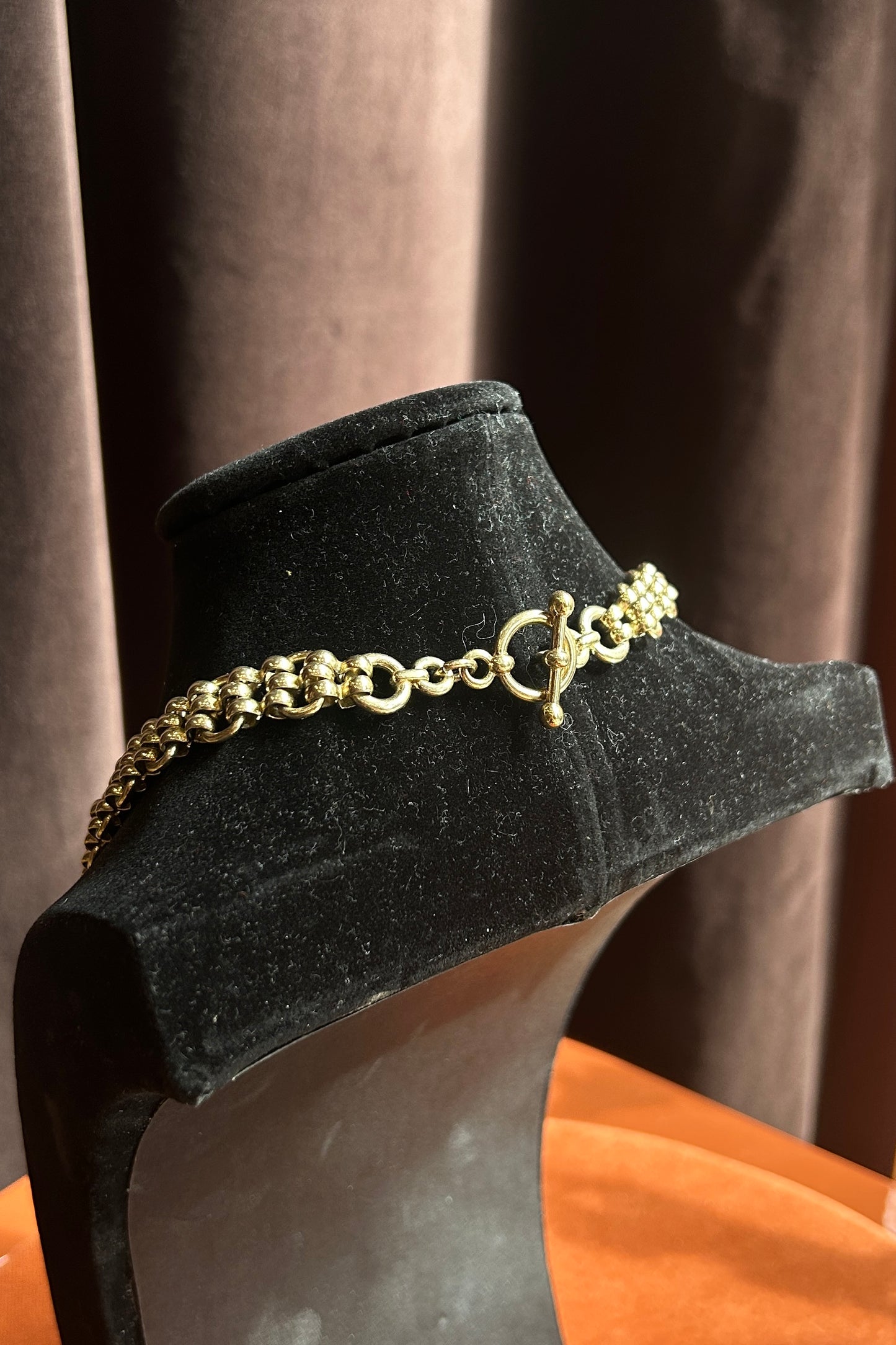 Sodini Gold-Tone Charm Necklace with Pink Stones