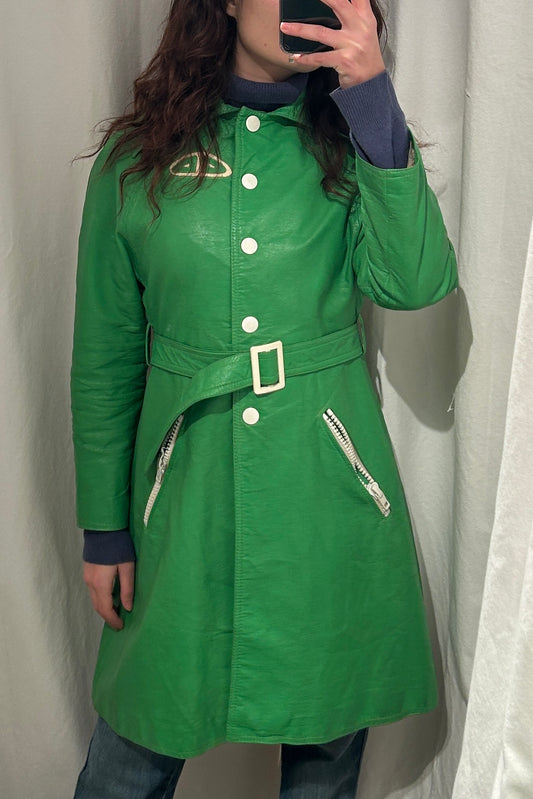 Green vinyl trench coat 1970