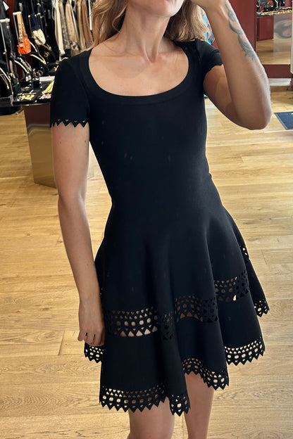 Vintage Alaïa 2000s Black Fit-and-Flare Dress