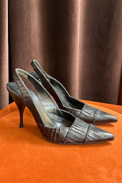 Prada Black Leather Pointed-Toe Pumps