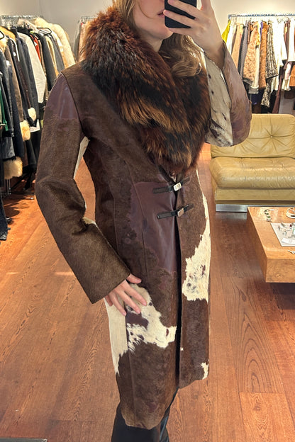 Vintage Pony Leather & Fox Fur Coat
