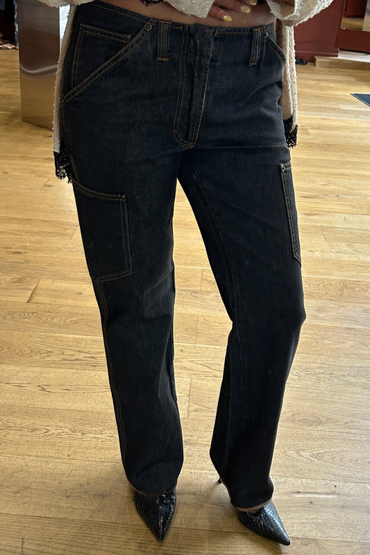 Low-Rise Raw Denim Cargo Jeans D&G 2000s