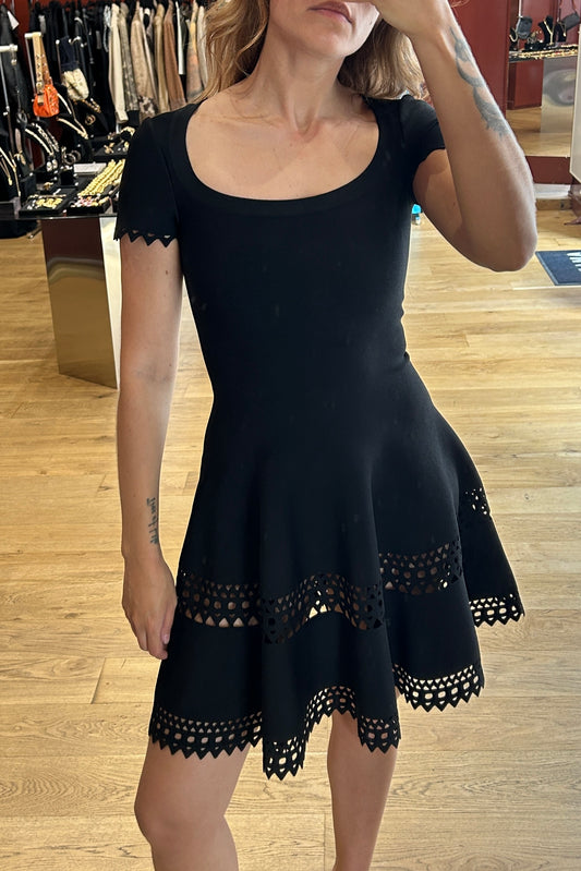 Vintage Alaïa 2000s Black Fit-and-Flare Dress