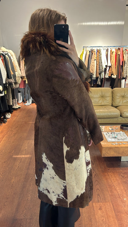 Vintage Pony Leather & Fox Fur Coat