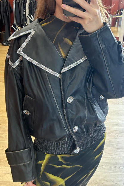 Frankie Morello leather and rhinestone jacket