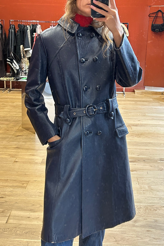 60s leather trench coat