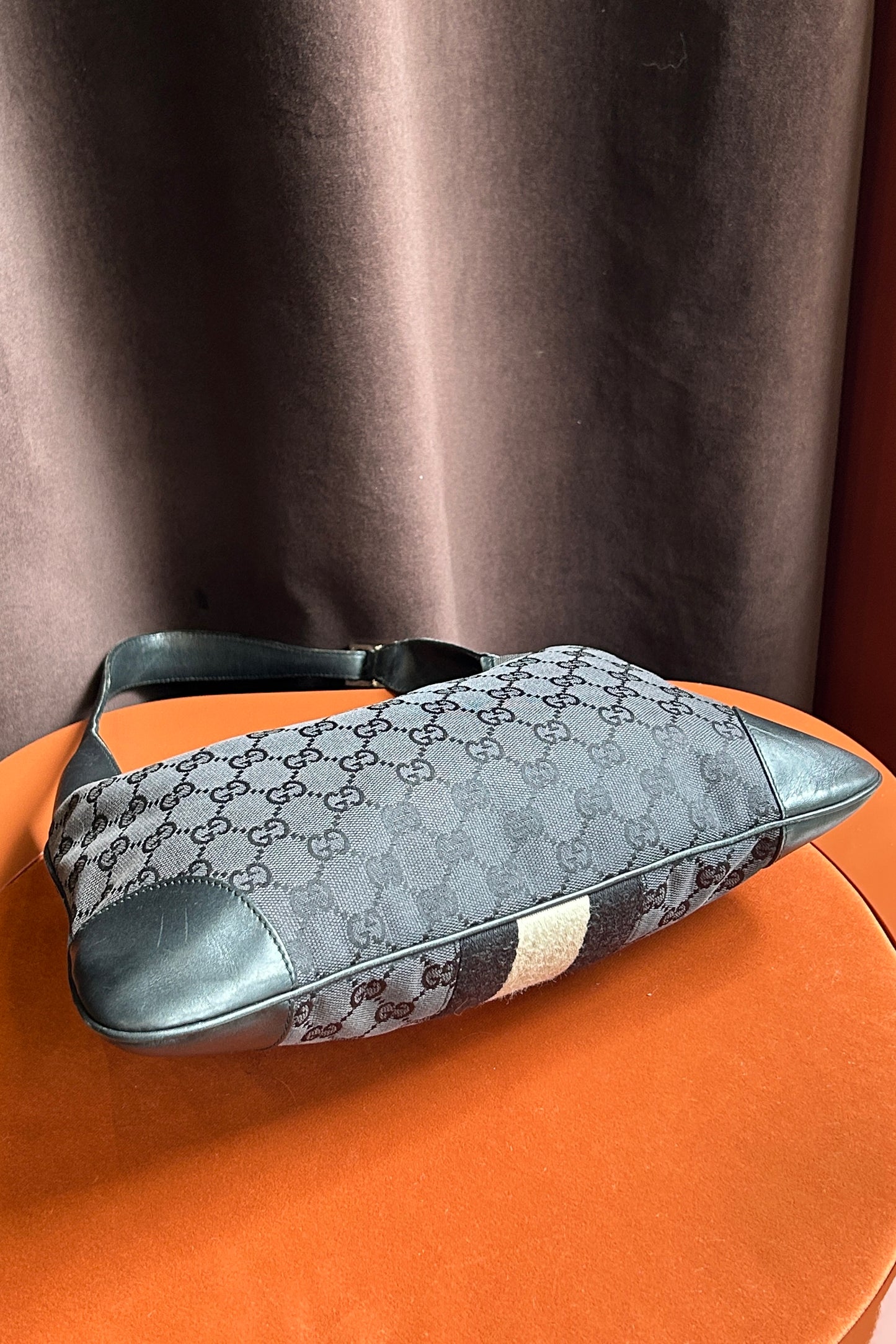 Gucci Jackie Medium Shoulder Bag – Black GG Canvas & Leather