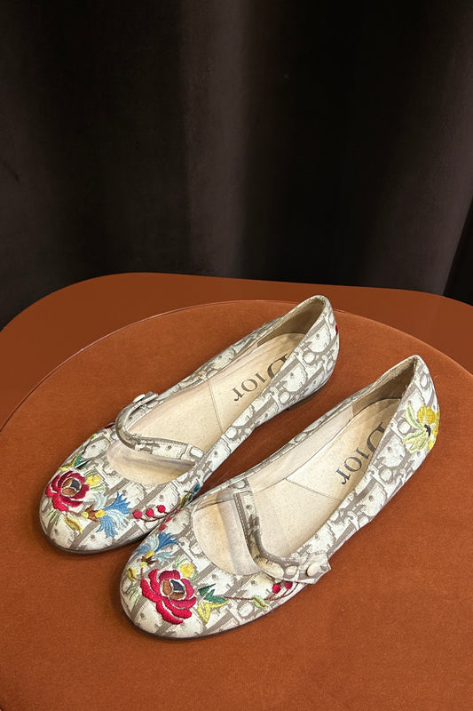 Dior Galliano 2005 “Baby” Shoes – Iconic Floral & Logo Print