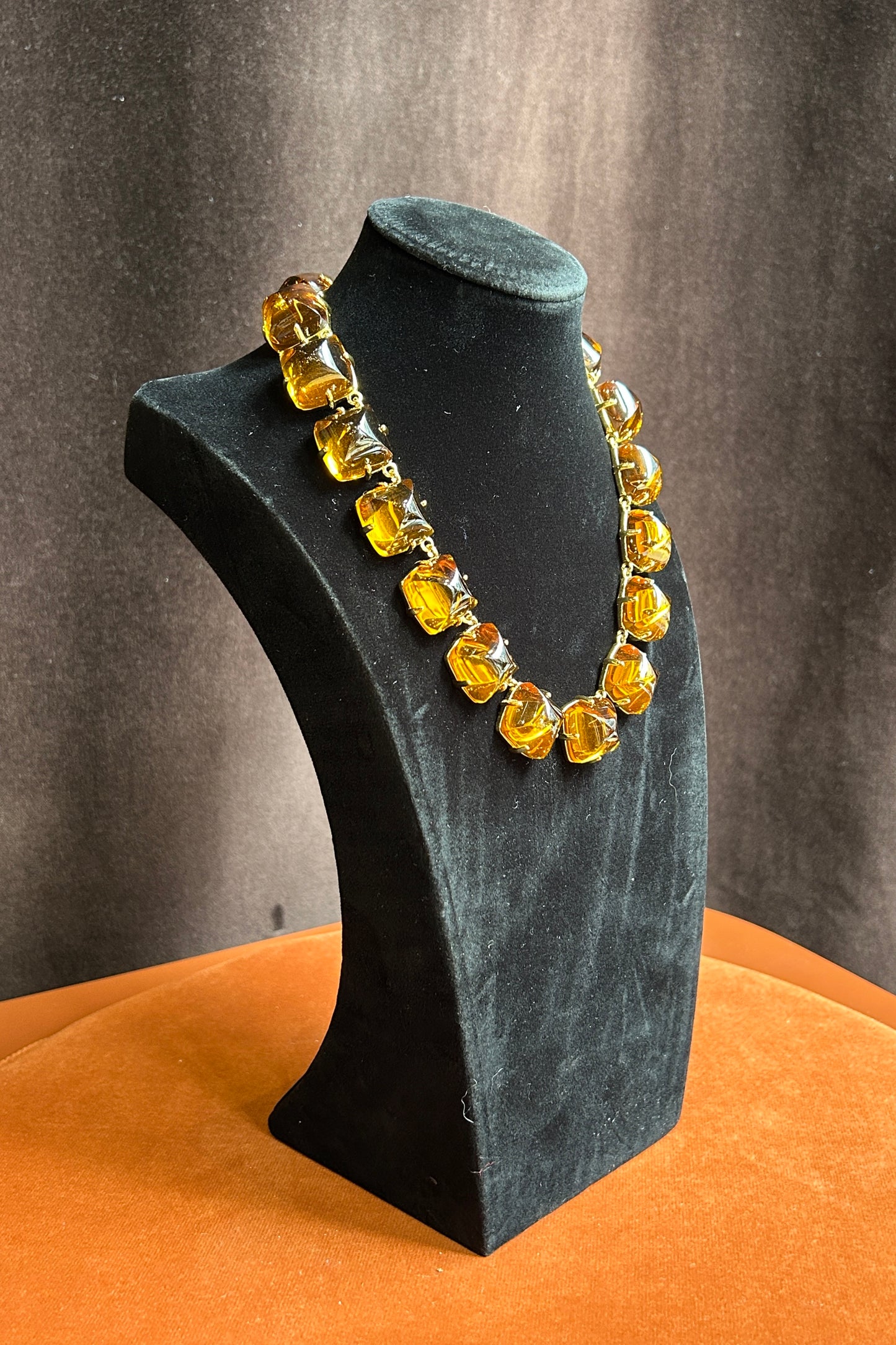 Vintage Monet Amber-Tone Necklace