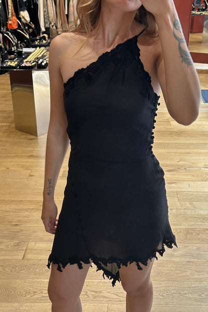 Vintage Lolita Lempicka Late 90s One-Shoulder Silk Dress