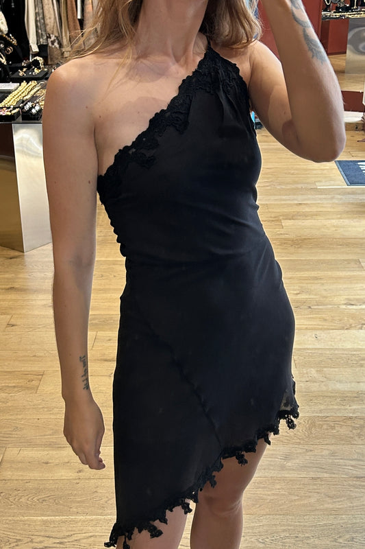Vintage Lolita Lempicka Late 90s One-Shoulder Silk Dress