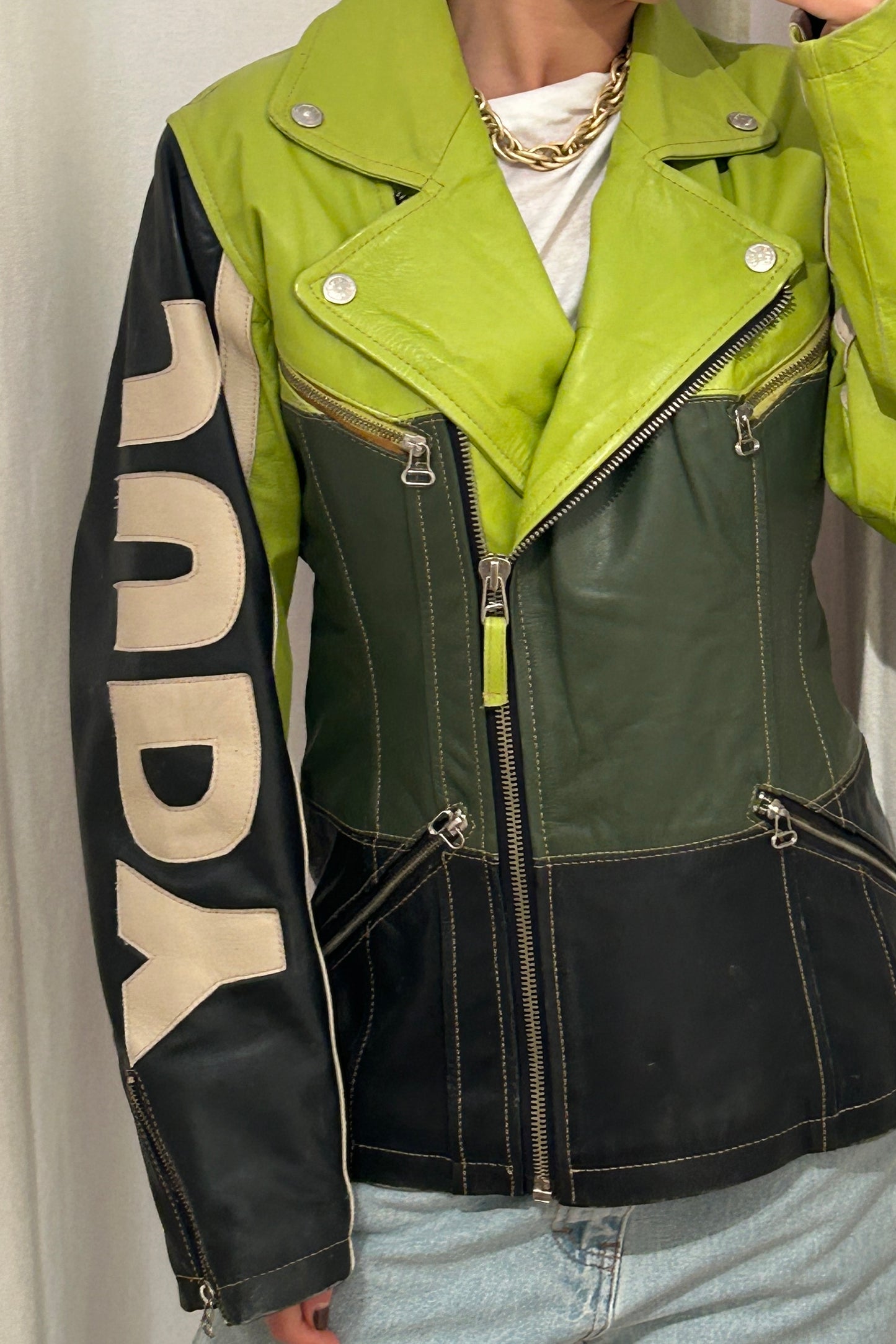 Zino and Judy Green Leather Jacket