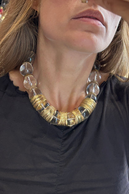 CADORO Vintage Resin & Brass Bead Necklace