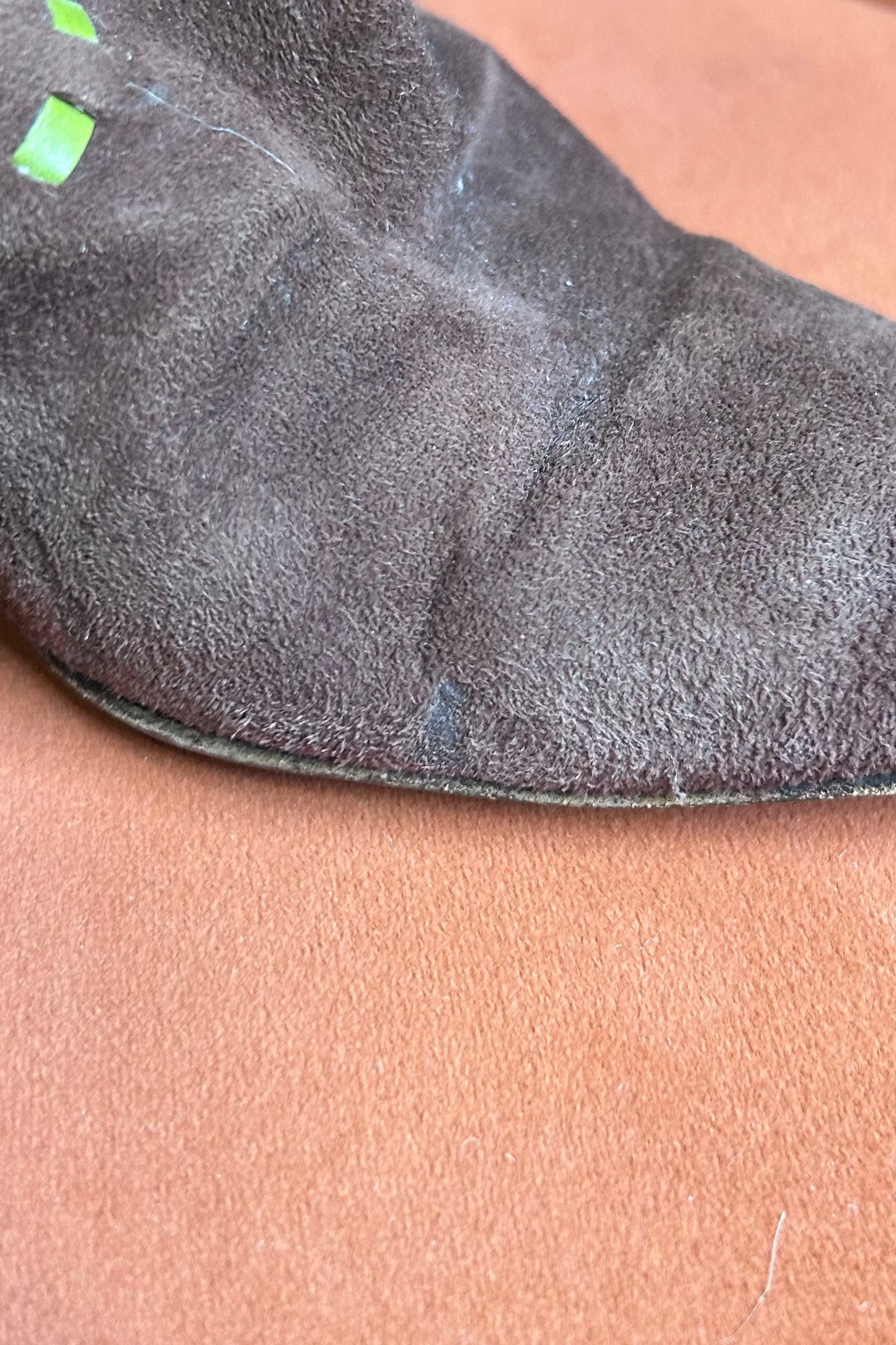 Jimmy Choo Brown Suede Long Boots with Green Accents