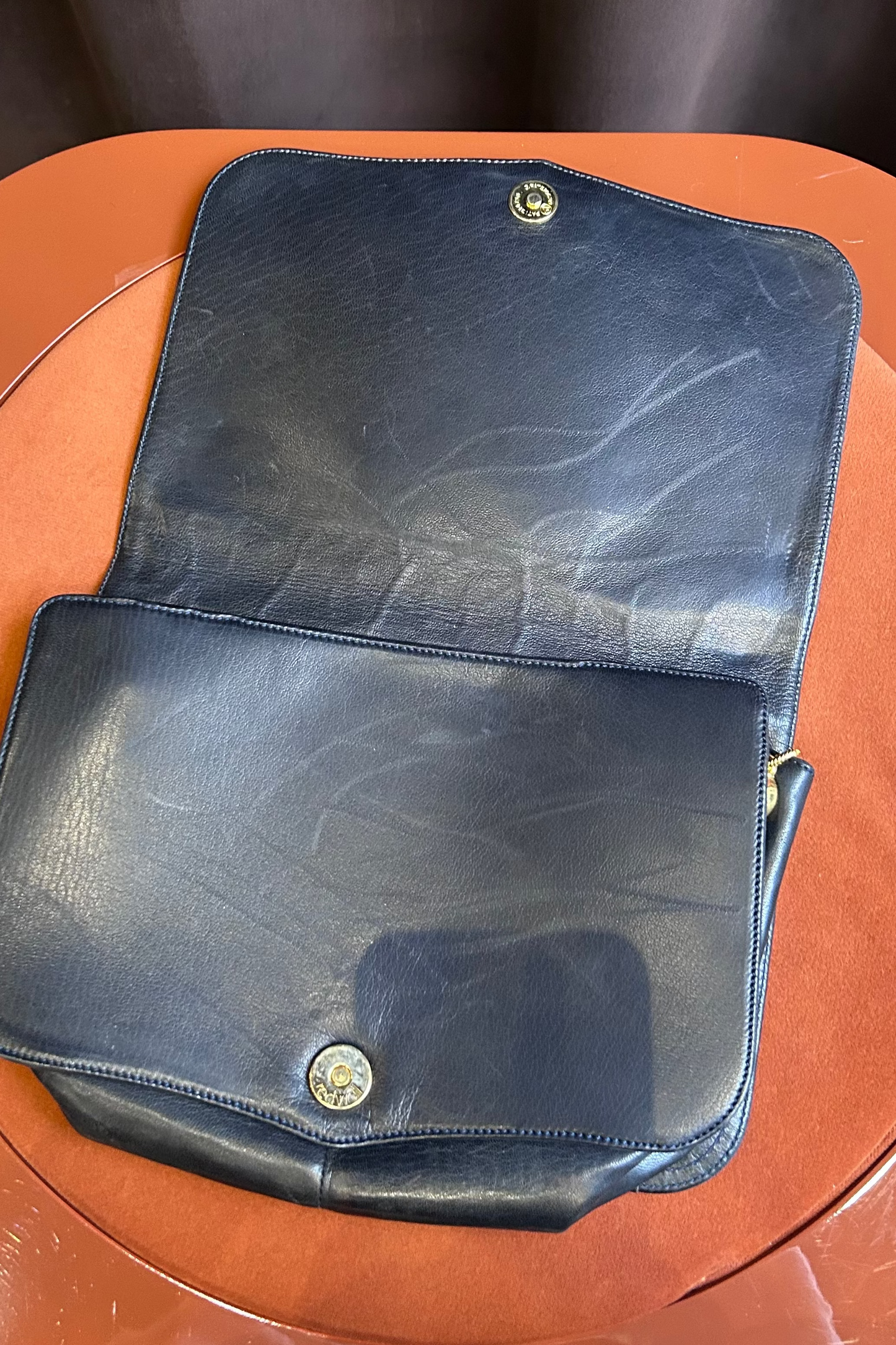 Moschino Leather Clutch with Red Heart Detail